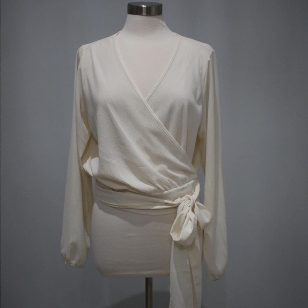 Fashion Nova Cream Wrap Blouse